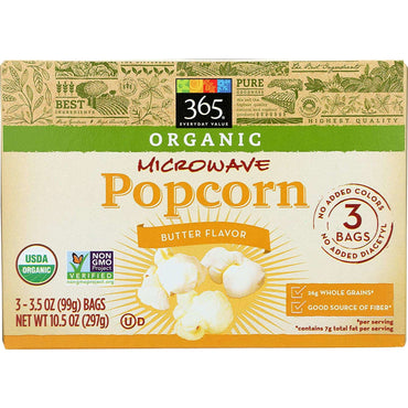 Organic Microwave Popcorn, Butter Flavor, 3 pack