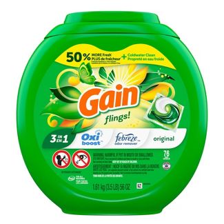 Gain Flings Laundry Detergent Soap Pods, High Efficiency (HE), Original Scent, 76 Count