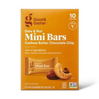 Date and nut Bars Mini Cashew Butter Chocolate Chip - 7.8oz/10ct - Good & Gather
