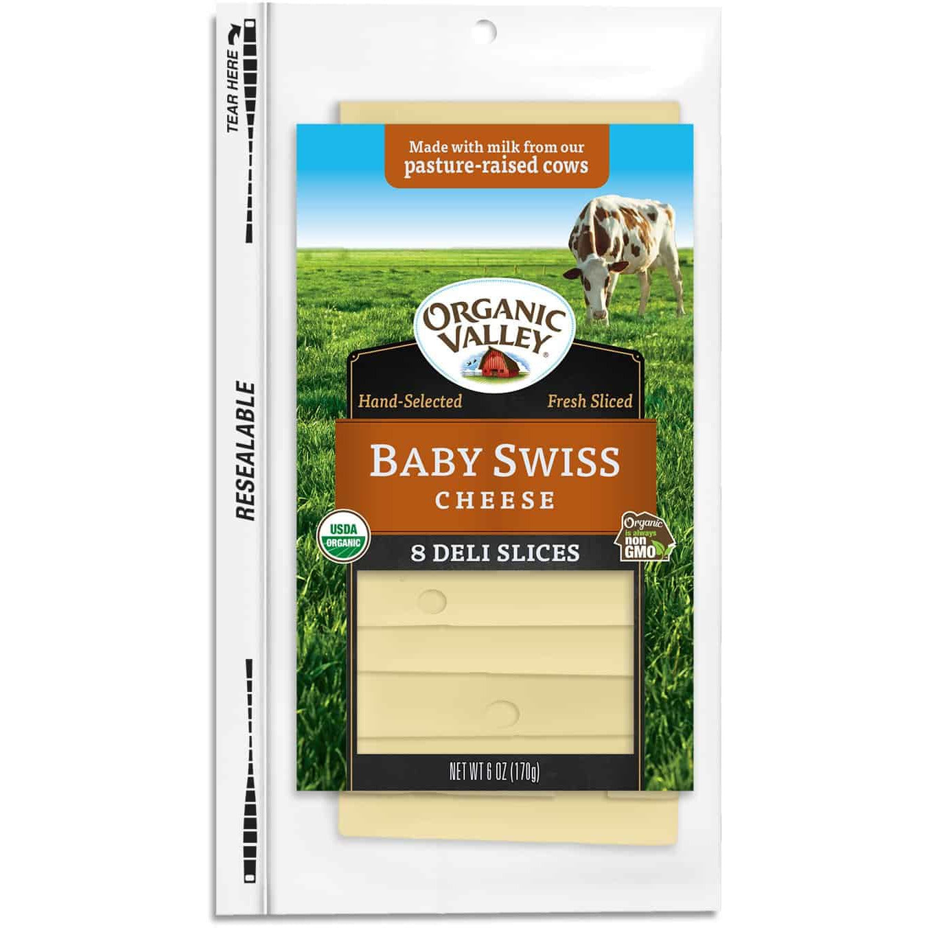 Organic Valley Organic Baby Swiss Cheese Slices 6 OZ