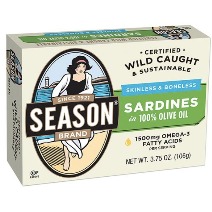 Season Skinless and Boneless Sardines in Olive Oil, 5 pk.