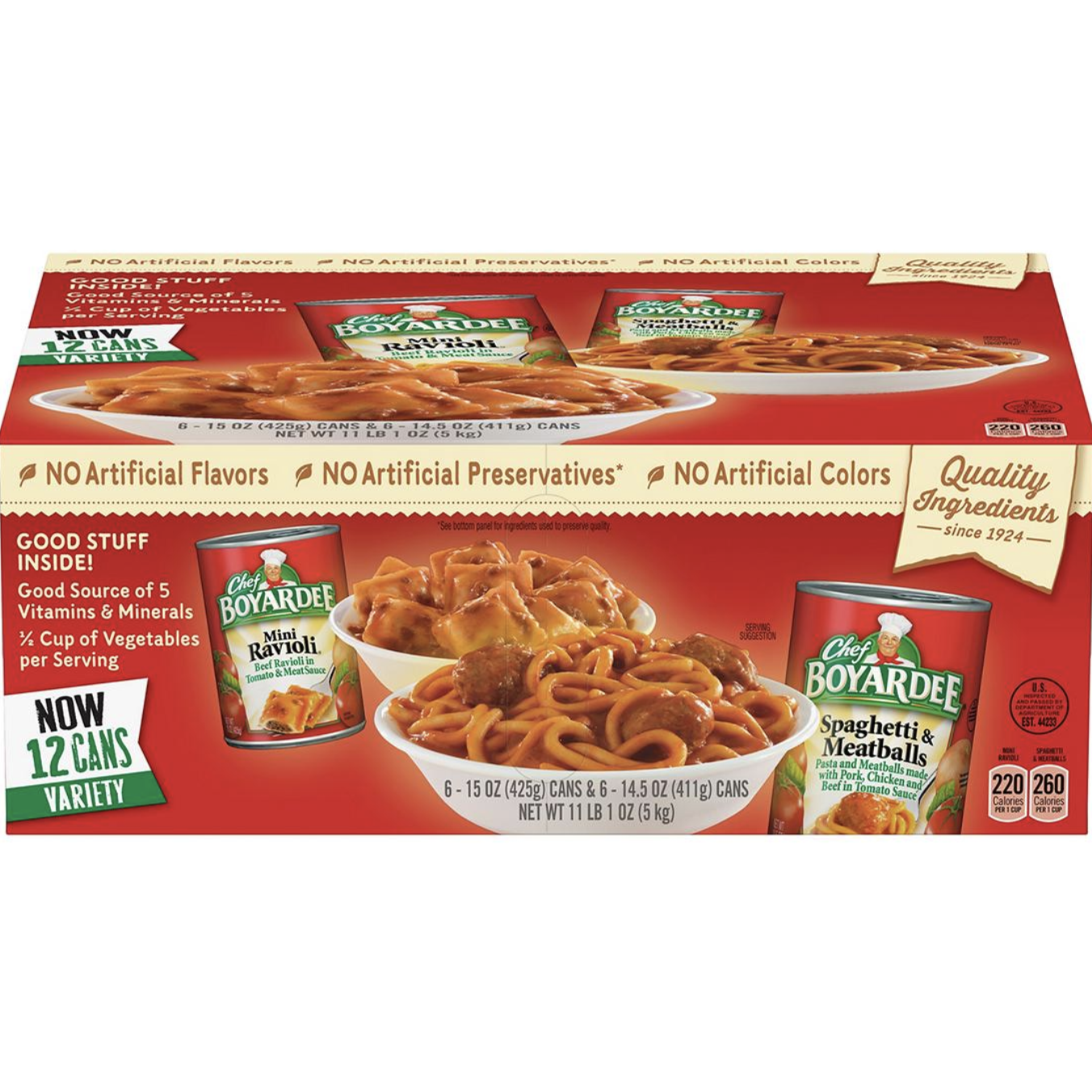 Chef Boyardee Mini Ravioli and Spaghetti & Meatballs Variety Pack, 12 pk.