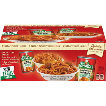 Chef Boyardee Mini Ravioli and Spaghetti &amp; Meatballs Variety Pack, 12 pk.