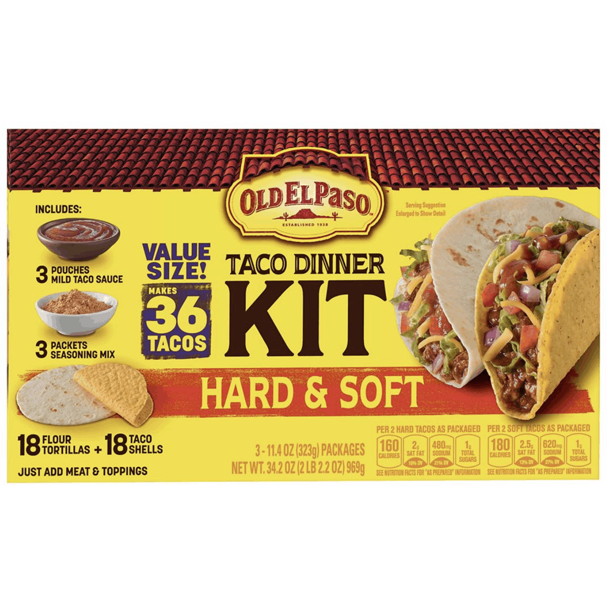 Old El Paso Hard & Soft Taco Dinner Kit, 3 pk.