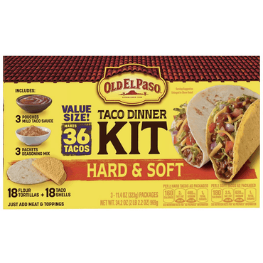 Old El Paso Hard &amp; Soft Taco Dinner Kit, 3 pk.