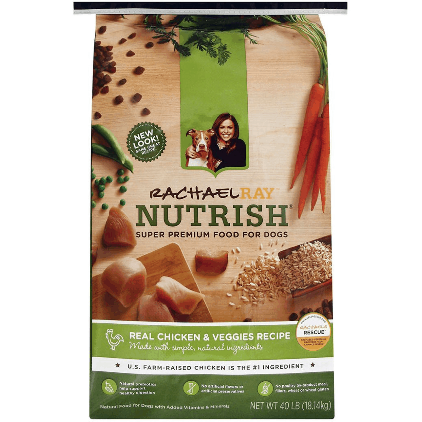 Rachael Ray Nutrish Real Chicken & Veggies Dry Dog Food, 40 lbs.