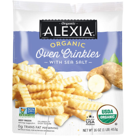 Alexia Organic Oven Crinkles with Sea Salt, Non-GMO Ingredients, 16 oz (Frozen)