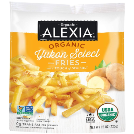 Alexia Organic Yukon Select Fries with a Touch of Sea Salt, Non-GMO Ingredients, 15 oz (Frozen)