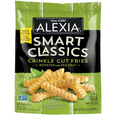 Alexia Smart Classics Crinkle Cut Fries Roasted with Sea Salt, Non-GMO Ingredients, 32 oz (Frozen)