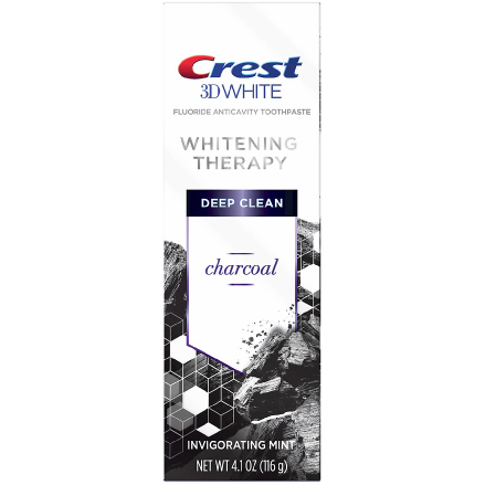 Crest 3D White Whitening Therapy Charcoal Deep Clean Fluoride Toothpaste Invigorating Mint - 4.1oz