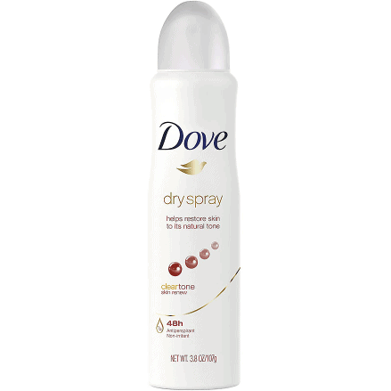 Dove Dry Spray Antiperspirant Deodorant Clear Tone Skin Renew - 3.8oz