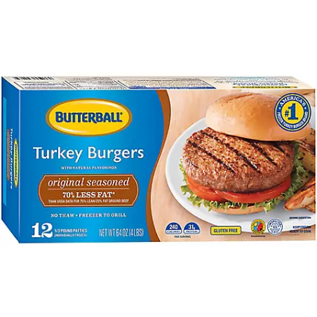 Butterball Frozen Turkey Burgers, 12 ct./5.3 oz.