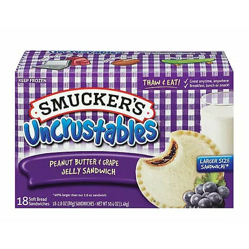 Smucker's Peanut Butter and Grape Uncrustables, 18 pk./2.8 oz.