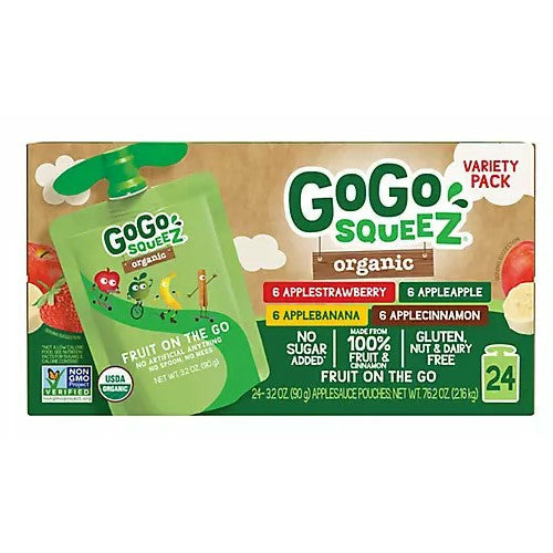 More Images  GoGo SqueeZ Organic Applesauce Variety Pack, 24 pk.