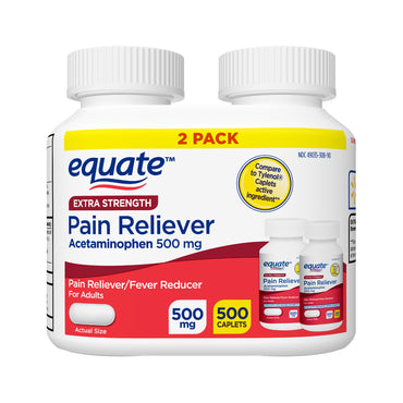 Equate Extra Strength Pain Reliever Caplets, 500 mg, 2 pack, 500 count