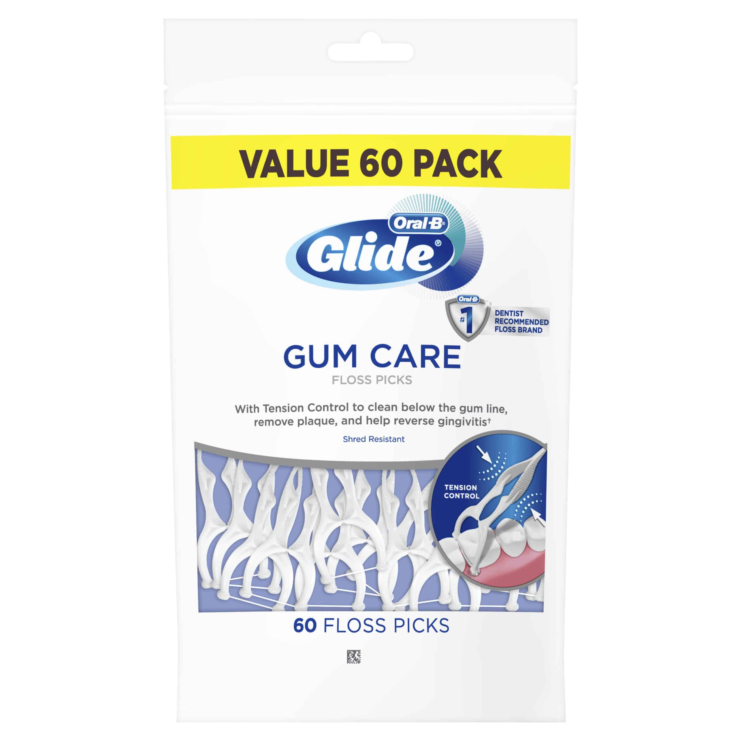 Oral-B Glide Gum Care Floss Picks, Tension Control, 60 ct
