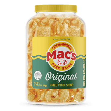 Mac's Original Fried Pork Skins 11oz Barrel