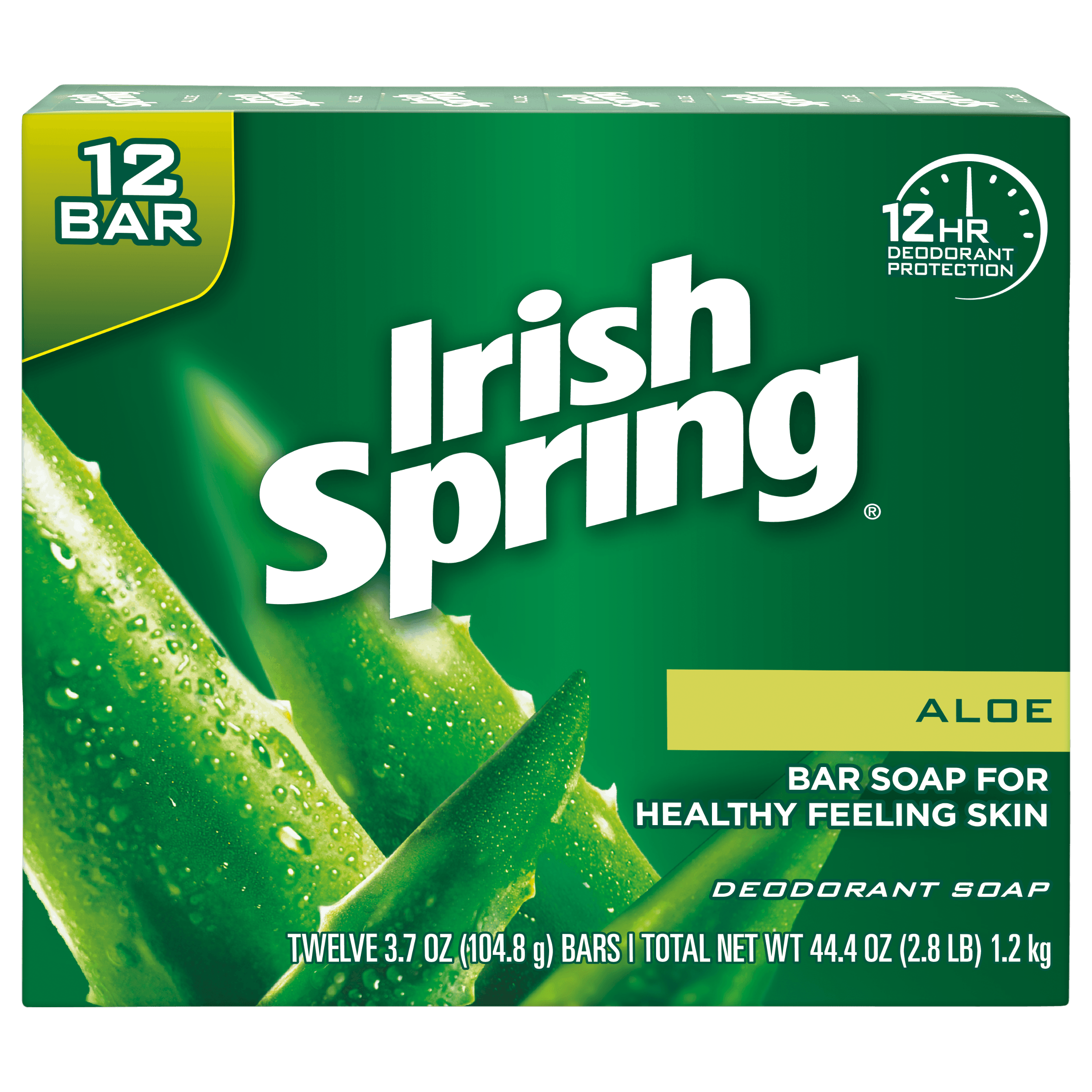 Irish Spring Aloe Vera Bar Soap, 3.7 Ounce, 12 Bar Pack