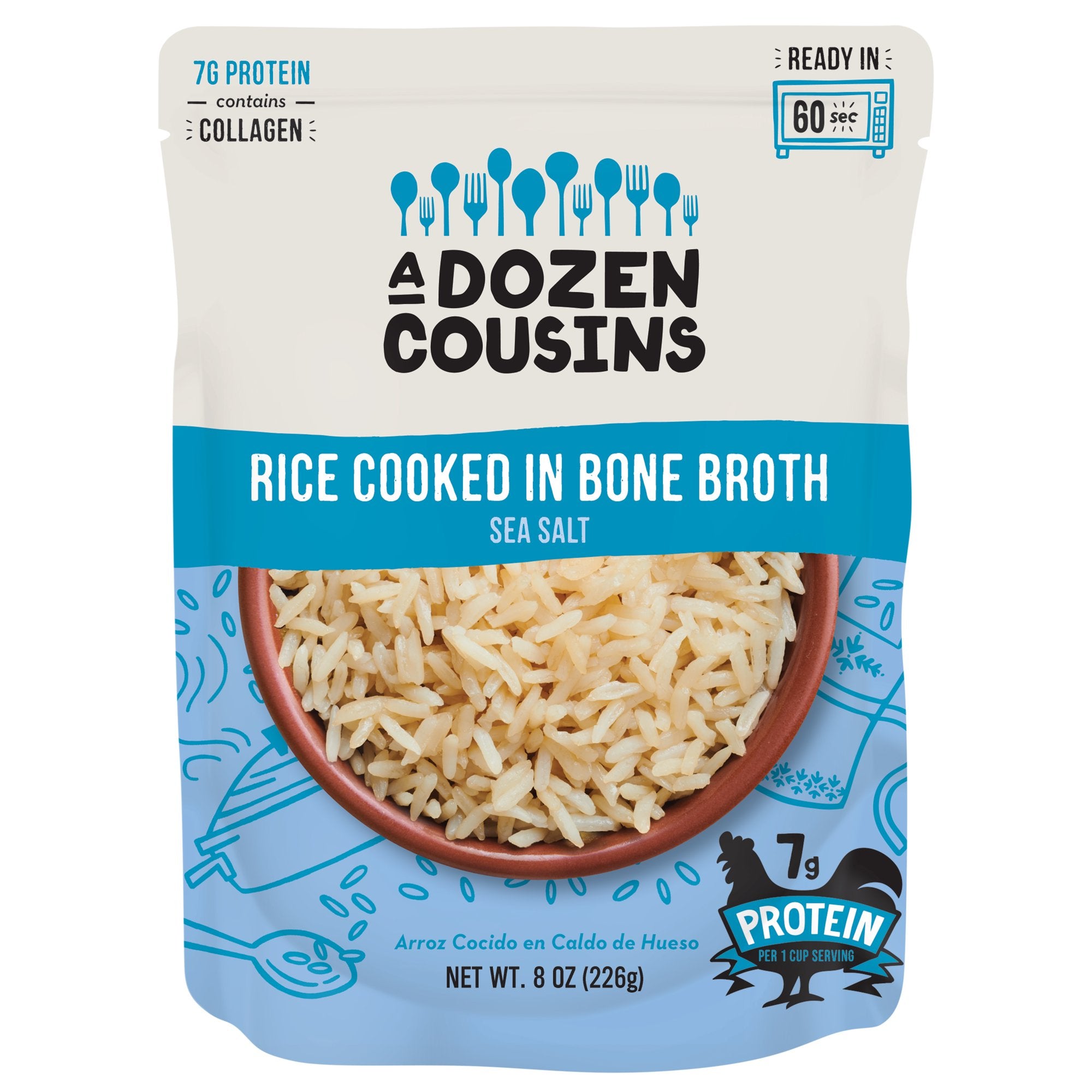 A Dozen Cousins - RTE Rice Cooked in Bone Broth - Sea Salt - 8 oz. Pouch