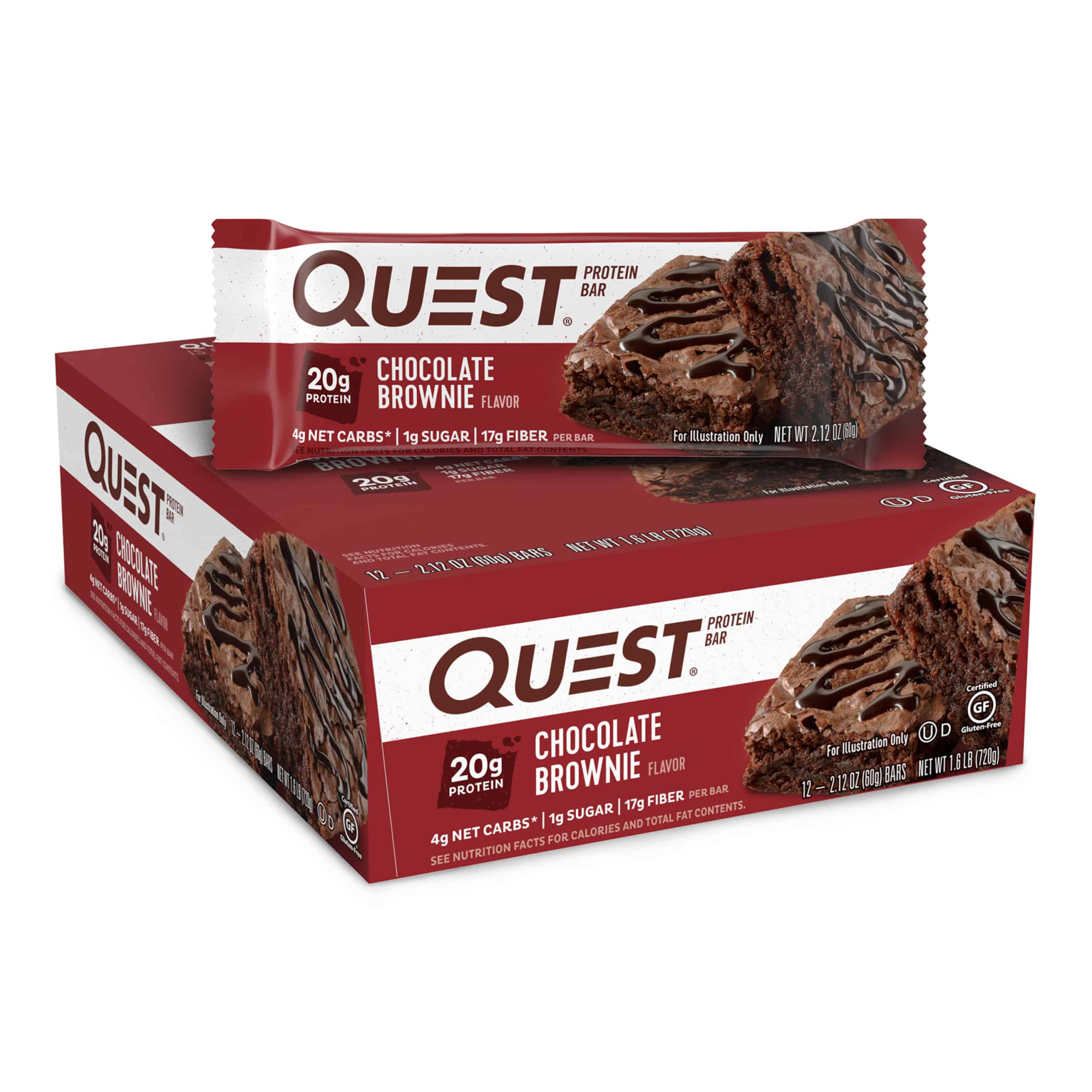Quest Protein Bar, Chocolate Brownie, 20g Protein, 12 Ct