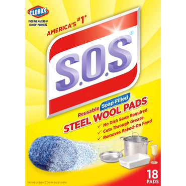 S.O.S Steel Wool Soap Pads, 18 Count