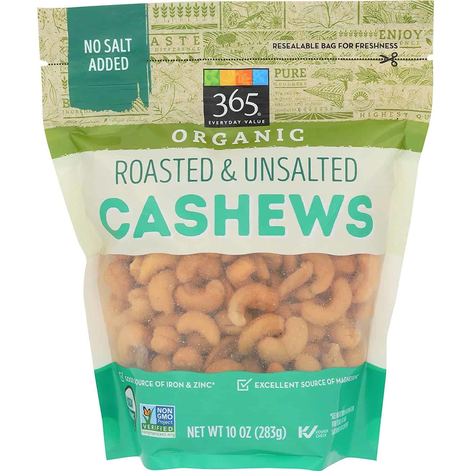 Organic Cashews, Roasted & Unsalted, 10 oz