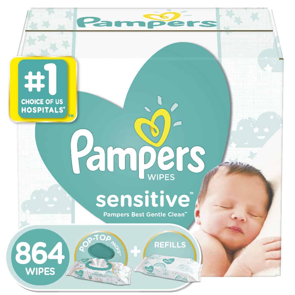 Pampers Baby Wipes Sensitive Perfume Free, 12X Combo Pack, 864 Count