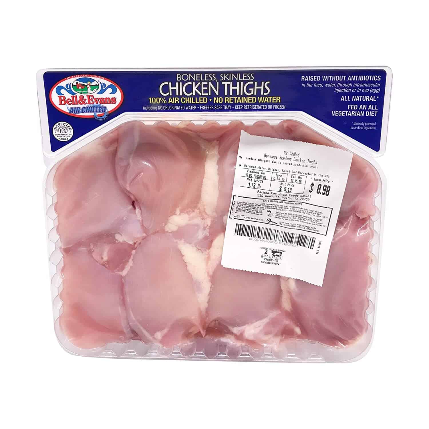 Oasis Fresh Bell and Evans Chicken Thigh Boneless Skinless Pack