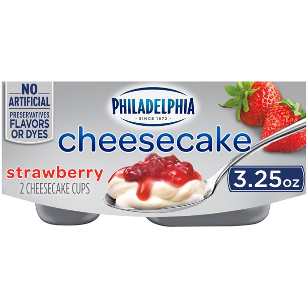 Philadelphia Strawberry Cheesecake Snacks, 2 ct Pack, 3.25 oz Cups