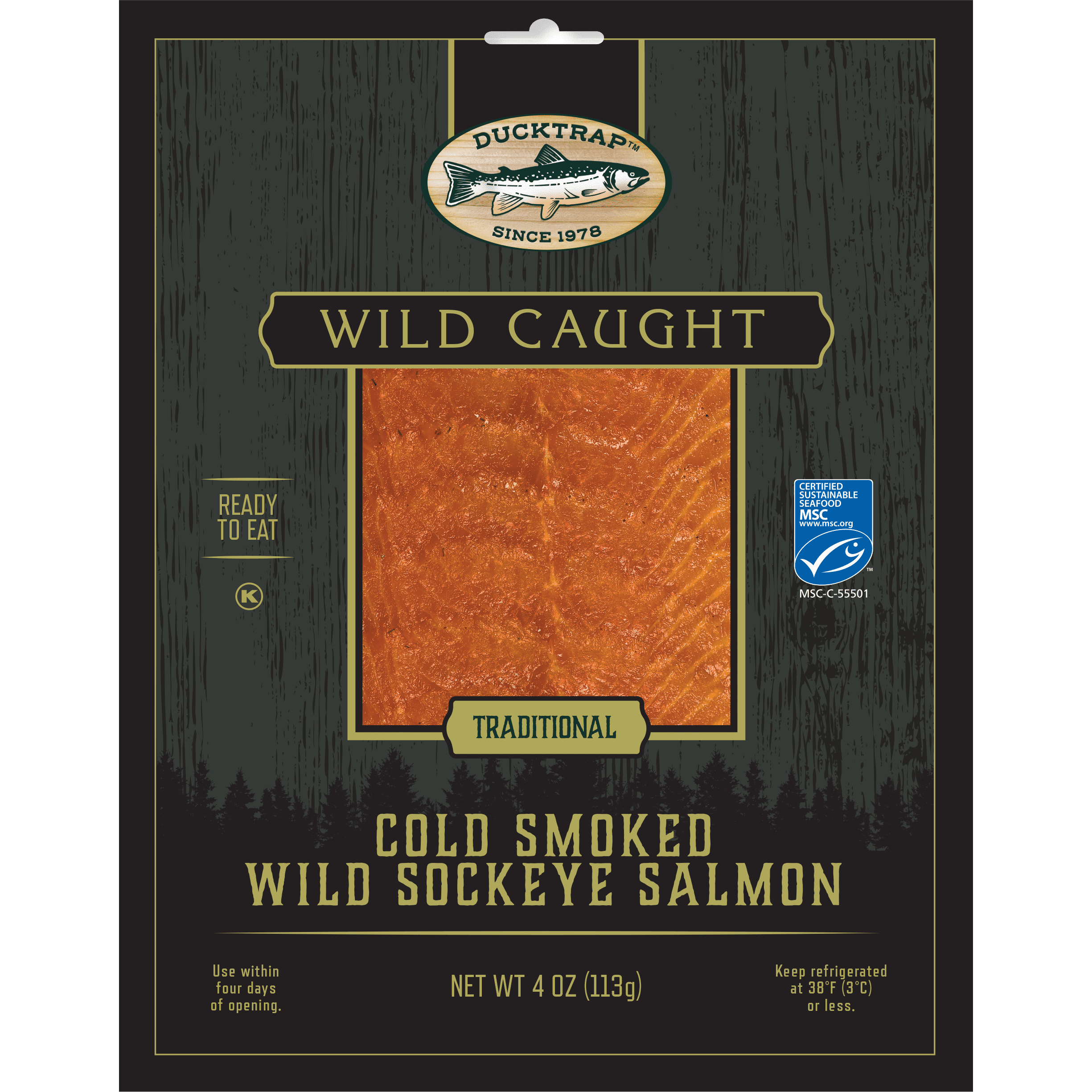Ducktrap Cold Smoked Wild Sockeye Salmon, 4 oz