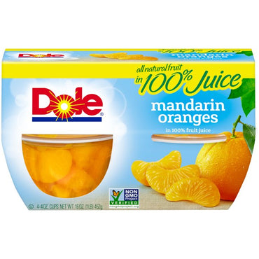 Dole Fruit Bowls Mandarin Oranges, 4 Oz Bowls, (4 Cups)