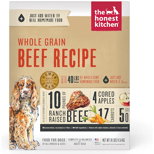 The Honest Kitchen Dehydrated Whole Grain Beef Recipe Dry Dog Food, 10 lbs