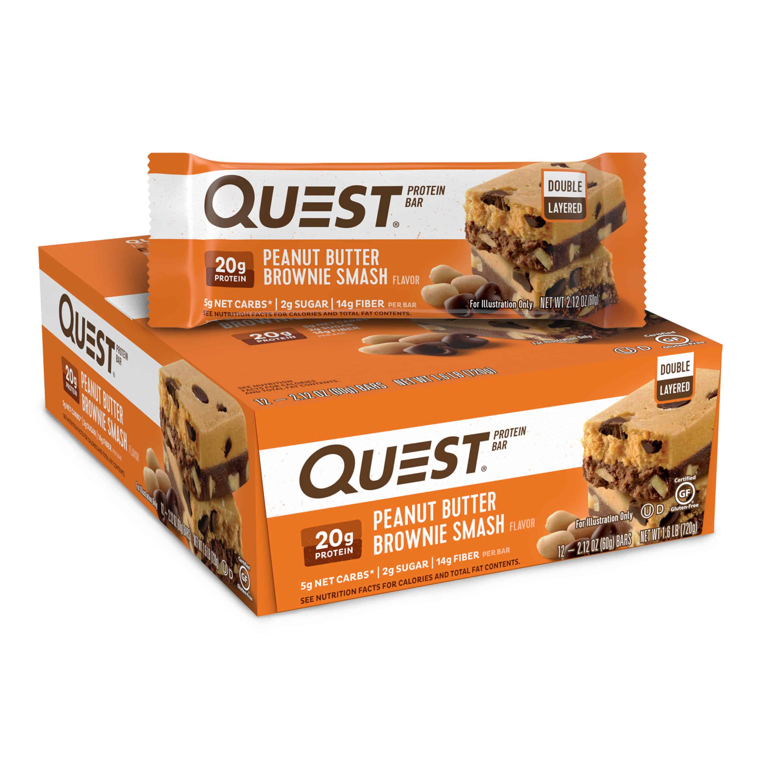 Quest Protein Bar, Peanut Butter Brownie Smash, 20g Protein, 12Ct