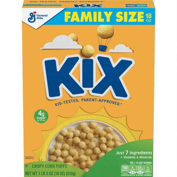 General Mills, Kix, Whole Grain, Original, Family Size, 18 oz
