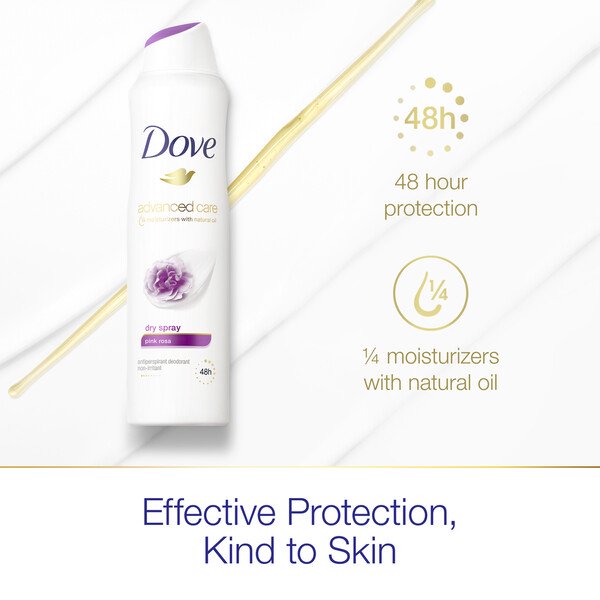 Dove Advanced Care Dry Spray Antiperspirant Deodorant Pink Rosa, 3.8 Oz.