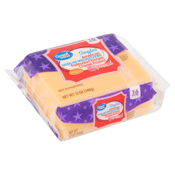 Great Value Singles American Pasteurized Process Cheese Product, Fat-Free, 16 count, 12 oz