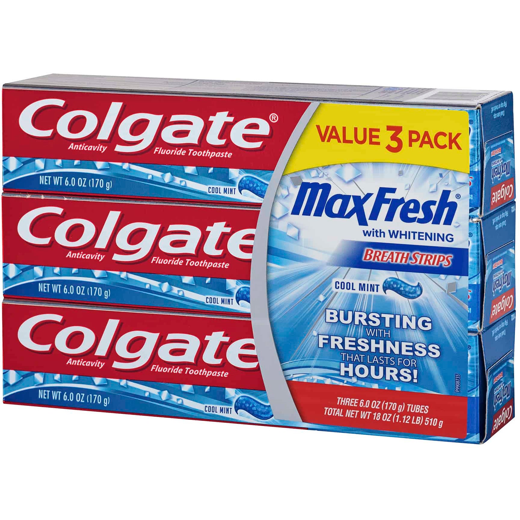 Colgate Max Fresh Toothpaste, Cool Mint - 6oz (3 Pack)