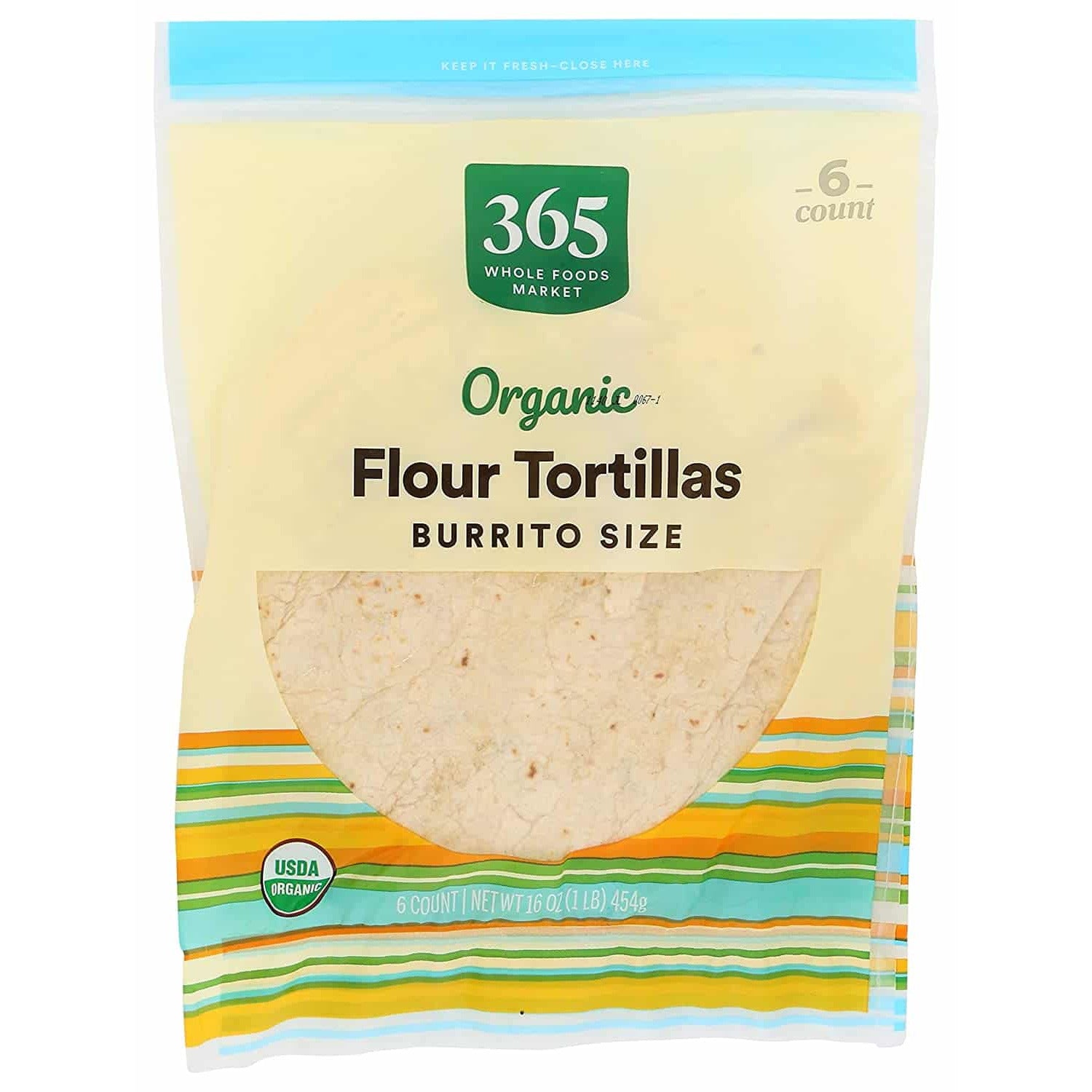 Organic Flour Tortillas Burrito Size 6 ct