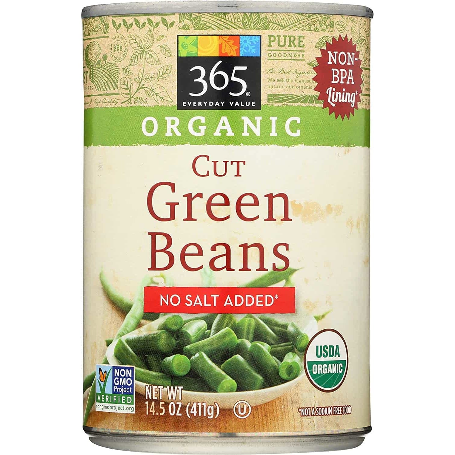 Cut Green Beans, No Salt Added, 14.5 oz