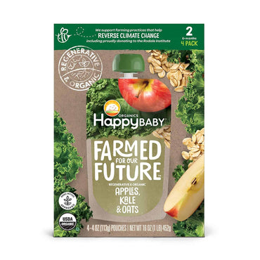 HAPPY BABY Apple, Kale, &amp; Oats Baby Food 4 Count, 16 OZ