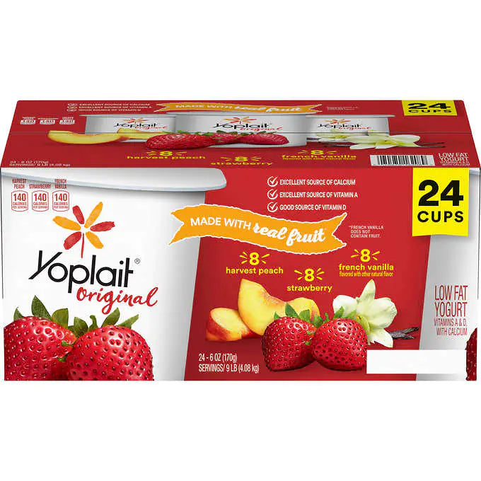 Yoplait Original Low Fat Yogurt Variety Pack, 24 ct./6 oz.