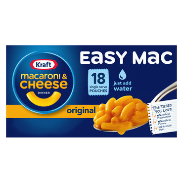 KRAFT EASY MAC Original Flavor Single Serve Pouches, 18 ct. Box