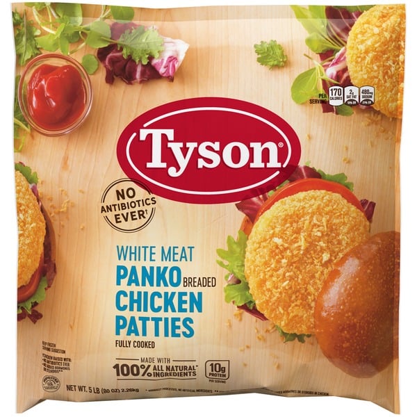 Tyson Frozen White Meat Panko Breaded Chicken Patties, 5 lbs.
