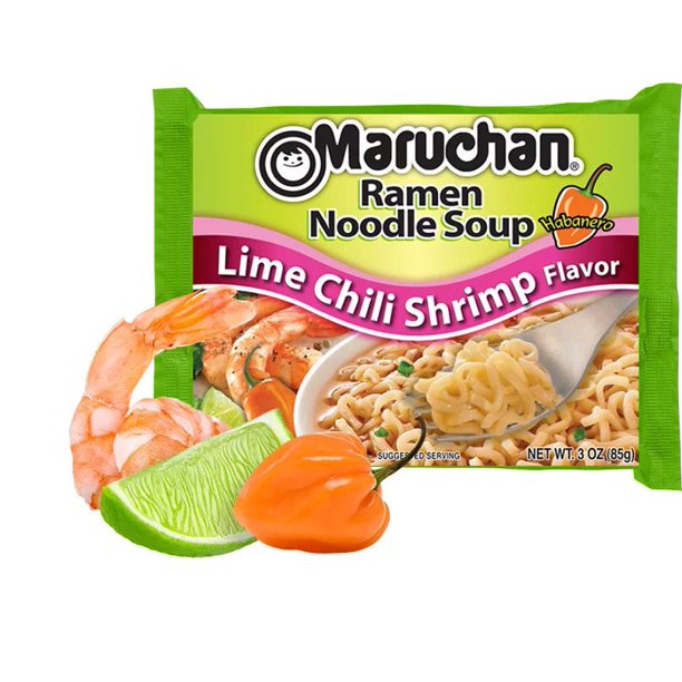 (24 Packs) Maruchan Lime Chili Shrimp Instant Ramen, 3 oz