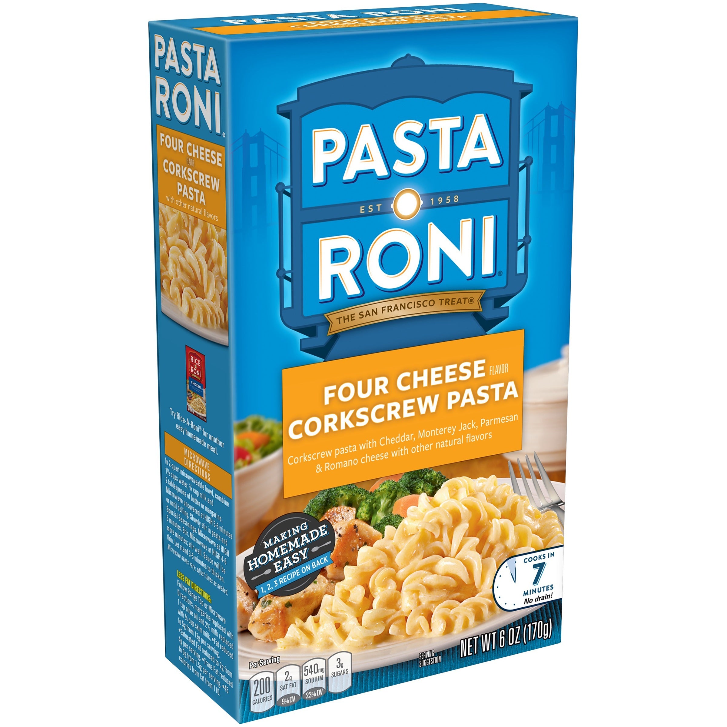 (8 Pack) Pasta Roni Four Cheese Corkscrew Pasta 6 oz. Box