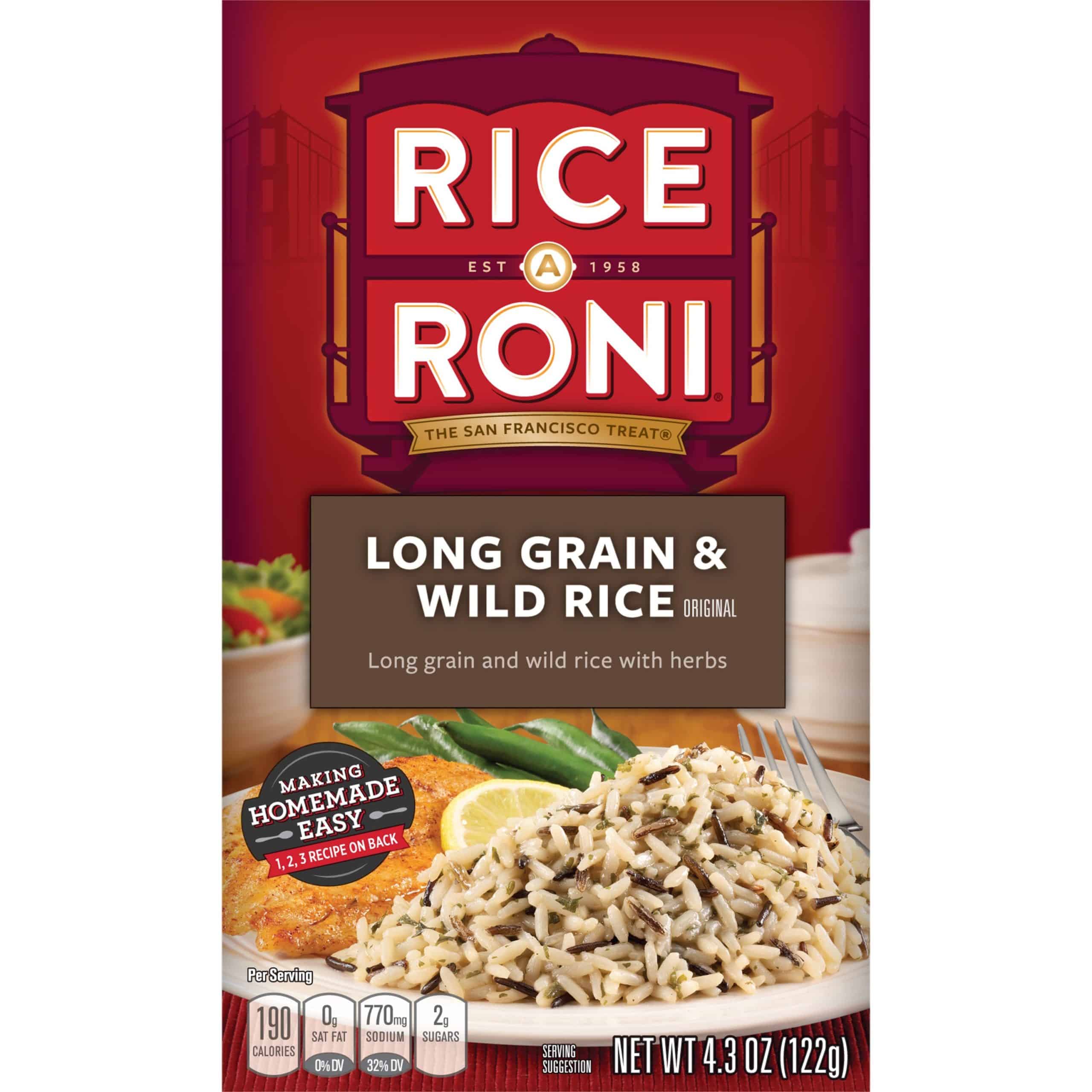 (6 pack) Rice-A-Roni Long Grain &amp; Wild Rice Mix, 4.3 oz Box