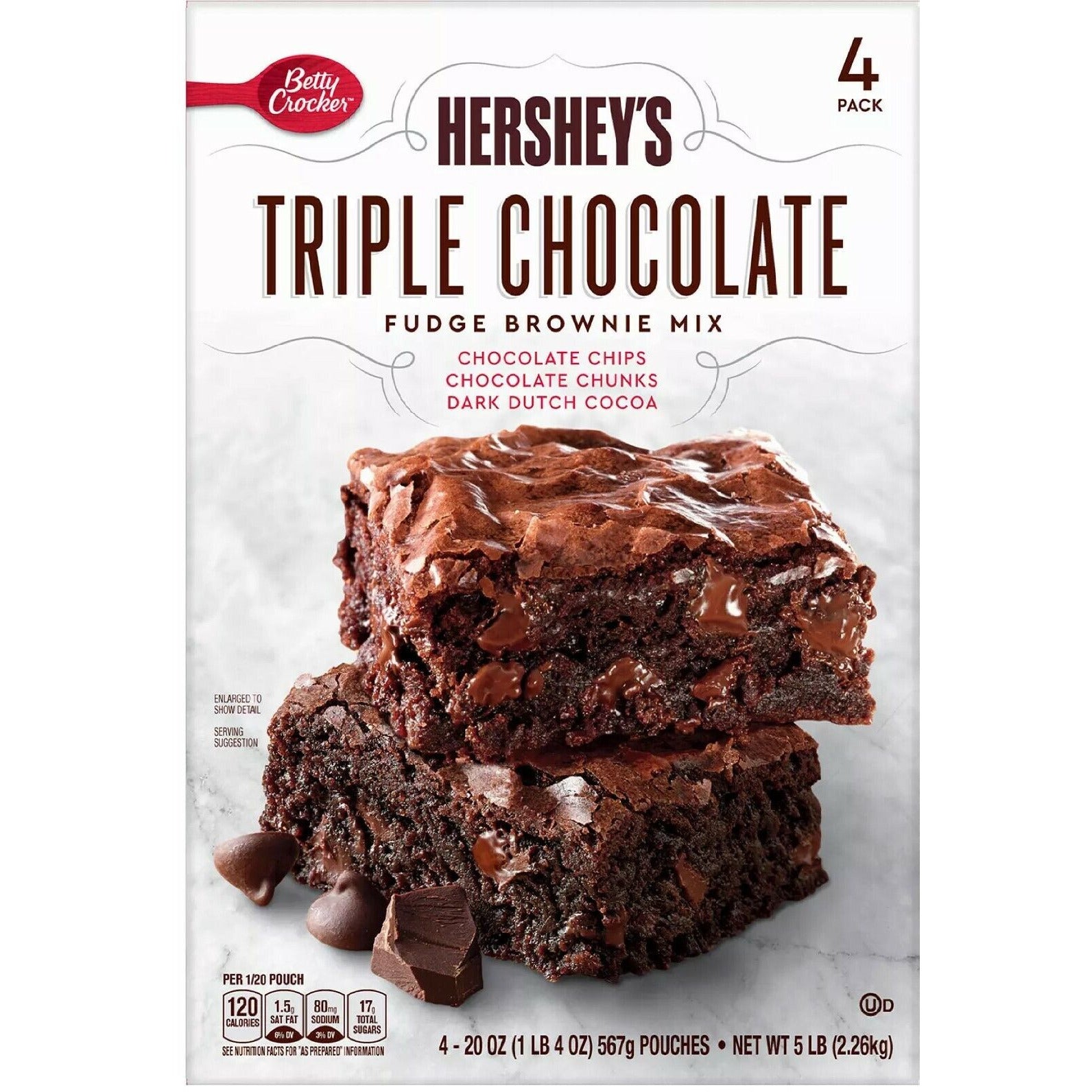 Betty Crocker Hershey’s Fudge Brownie Mix, Triple Chocolate (20 oz., 4 pk.)