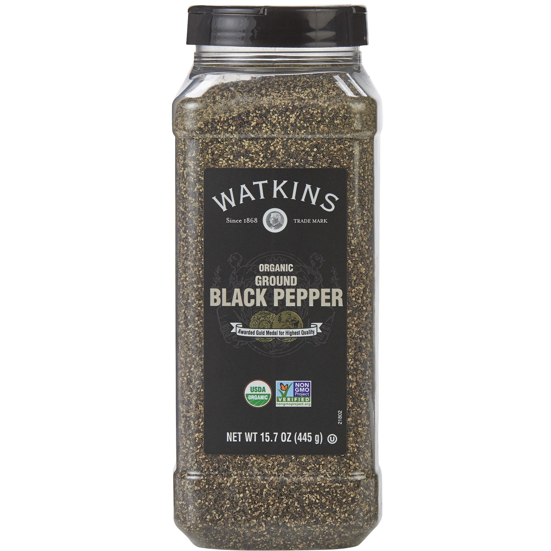 Watkins Gourmet Organic Spice Jar, Ground Black Pepper (15.7 oz)